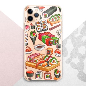 Cute Japan Sushi iPhone 15 14 13 12 Pro 11 x SE 2020 Cover Sea Food Samsung 24 23 22 21 20 Note 10 Fish Rice Vasabi Rolls Google Pixel 8 7 6