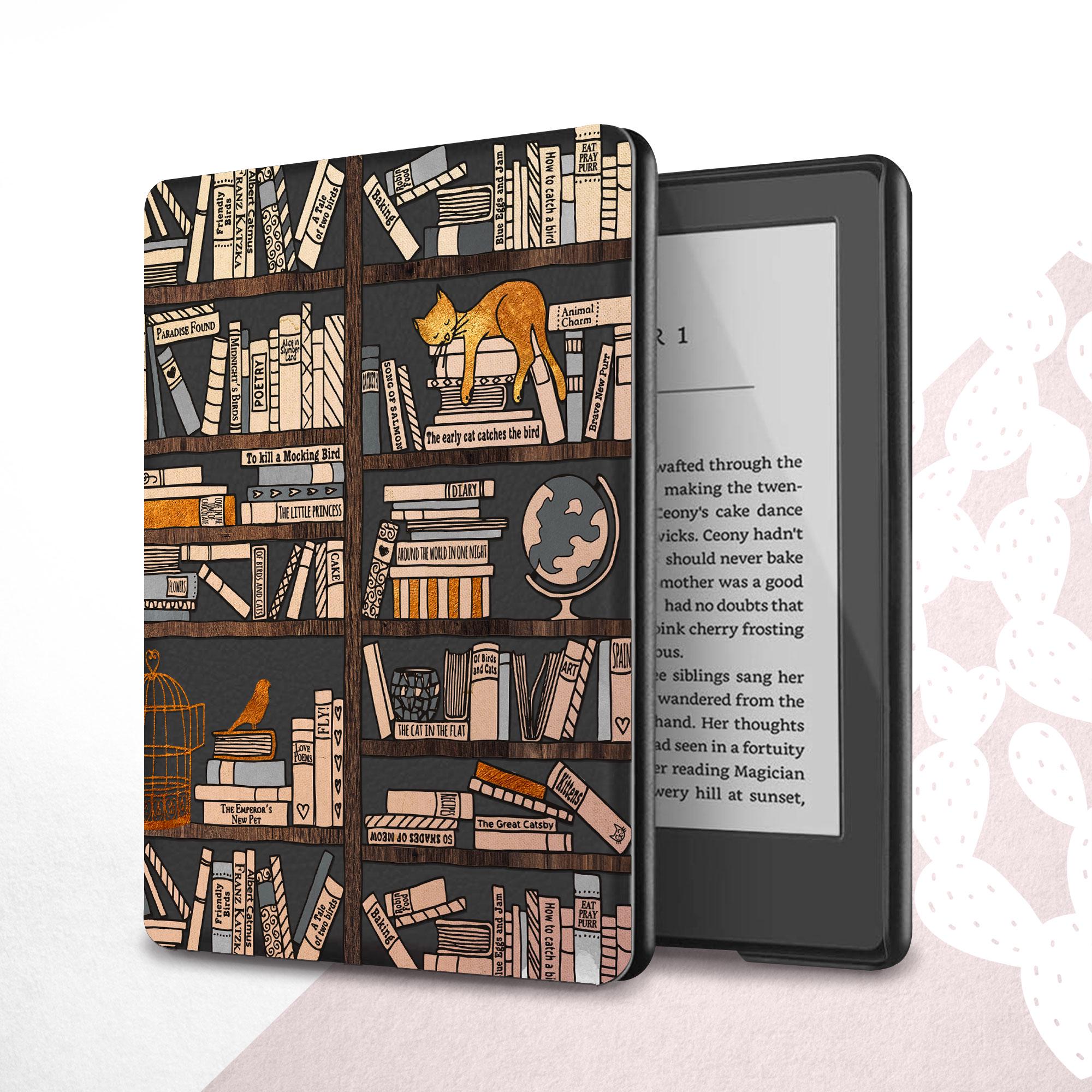本棚 Kindle ケース: 猫と鳥の電子書籍リーダーカバー - Etsy 日本