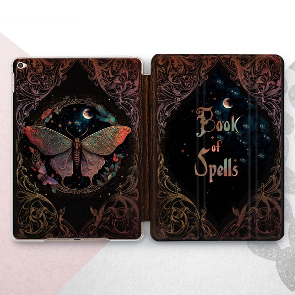 Magic Book of Spells Mini 6 Air 5 4 3 Cover Celestial Butterfly iPad Pro 12.9 11 2022 Case Mystical Moth iPad 10.2 10.5 10.9 Dark Witchcraft