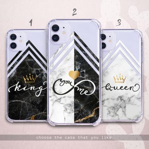 King & Queen Together iPhone 16 15 14 13 12 Case / Couple Love Clear Cover / You Me Infinity Samsung 24 23 22 21 / Luxury Marble Pixel 9 8 7