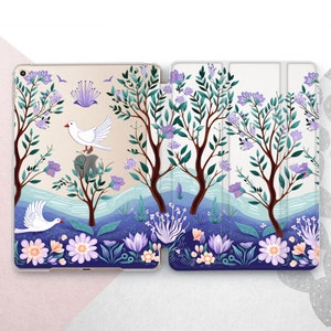 Custodia Aesthetic Nature per iPad Pro 13 12.9 11 10.5 / Cover Cute Dove Mini 7 6 Air 5 / Motivo foresta per iPad 9.7 2018 2017 / Illustrazione di uccello 10th