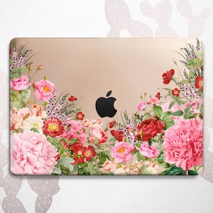 Flowers Garden Macbook Pro 16 15 14 inch / Pretty Mac Air 15 13 11 M4 M3 A2179 / Pioenrozen Hard netvliesplastic / Aquarel pioen Macbook 2025