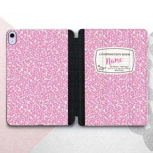 Pink Composition Book iPad 10.9 10.5 10.2 Cover Custom Notebook iPad 9.7 2018 Mini 6 5 4 Air 3 Case School Marble iPad Pro 12.9 11 2022 Name