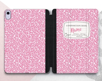 Pink Composition Book iPad 10.9 10.5 10.2 9.7 Cover / Custom Notebook iPad Mini 7 6 Air 5 Case / School Marble iPad Pro 13 12.9 11 2024 Name