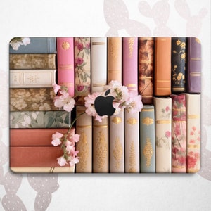 Pink Bookshelf Macbook Case: Romantic Library Book Lover Cover