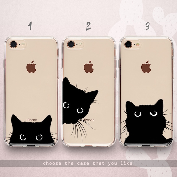 Cat Lover iPhone 15 14 13 12 11 x xr xs Kawaii Black Kitten Galaxy 23 22 21 20 10 5G Silhouette Pet Google Pixel 8 7 7a 6 5 Cute Animal Meow