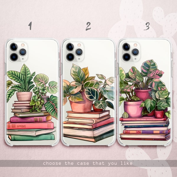 Plant Lover iPhone 15 14 13 12 11 Case Bibliophile Samsung 24 23 22 21 20 FE 10 Monstera Ficus Flowerpot Google Pixel 8 7 6 5 Bookworm Cover