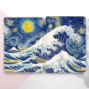 Kanagawa iPad Pro 12.9 11 2022 A2379 Case iPad Mini 6 5 Great Wave iPad Air 4 Cover Van Gogh Starry Night iPad 10.9 10.5 10.2 Classical Art image 1