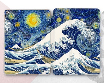 Kanagawa iPad Pro 12.9 11 2022 A2379 Case iPad Mini 6 5 Great Wave iPad Air 4 Cover Van Gogh Starry Night iPad 10.9 10.5 10.2 Classical Art
