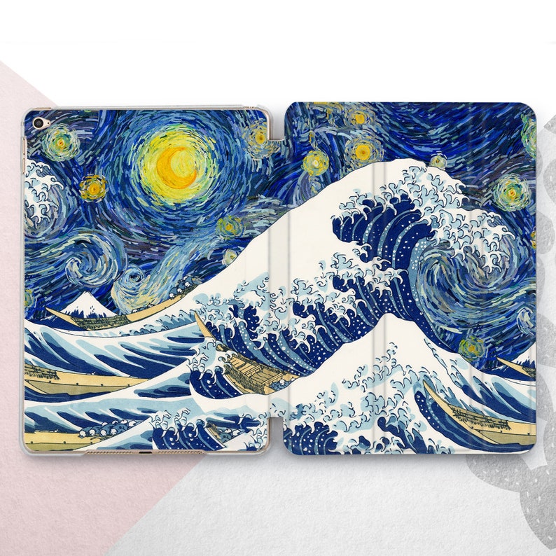 Kanagawa iPad Pro 12.9 11 2022 A2379 Case iPad Mini 6 5 Great Wave iPad Air 4 Cover Van Gogh Starry Night iPad 10.9 10.5 10.2 Classical Art image 1