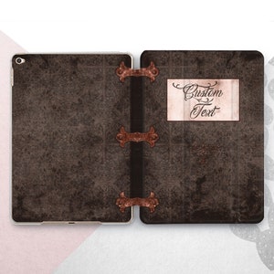 Old Book Cover iPad Mini 7 6 Air 5 / Personalized Custom Text iPad 10.9 10.5 10.2 / Vintage Book of Spells iPad Pro 13 12 9 11 9.7 Dark Case
