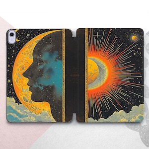 Witches Book Mini 7 6 Air 5 4 3 Cover / Vintage Witchcraft iPad Pro 13 12.9 11 Case / Mystical Pages 10.5 10.9 Dark Magic Space / Sun & Moon