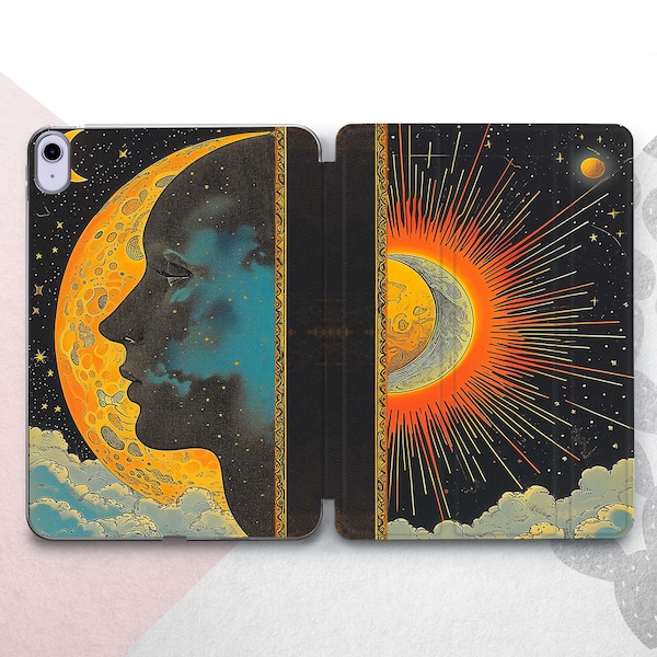 Mystical Sun & Moon iPad Cover: Vintage Witchcraft Design