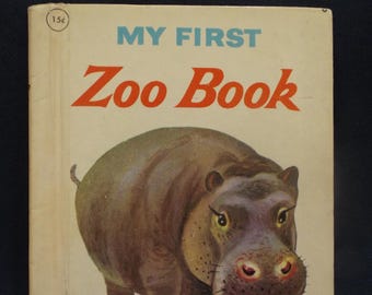 Vintage 1952 My First Zoo Book, Rand McNally H/C Elf Book by Andy Cobb