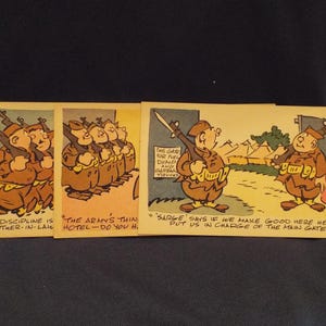 3 Different Vintage 1943 Comic Cartoon Humor Postcard - US Army Postal Service Unused