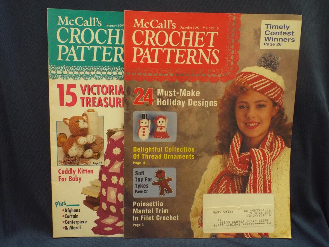 2 Different Mccall's Crochet Patterns Magazines #1 and #6, 1992-93 + 2 ...