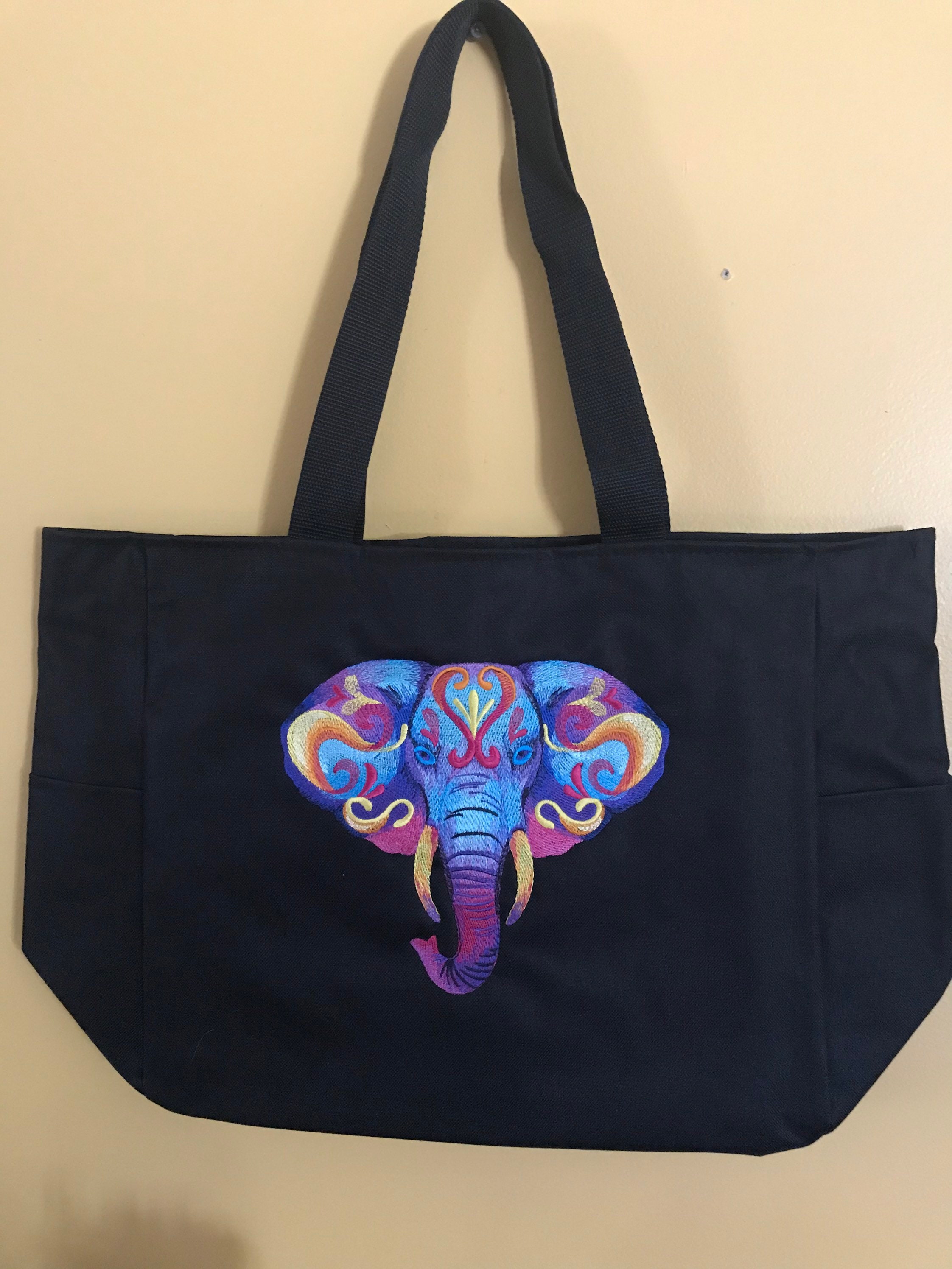 ORIMI ELEPHANT MOTIF BAG完売品 THE ELEPHANT Elephant Motif Tote Bag from Kutch with Zipper Closure