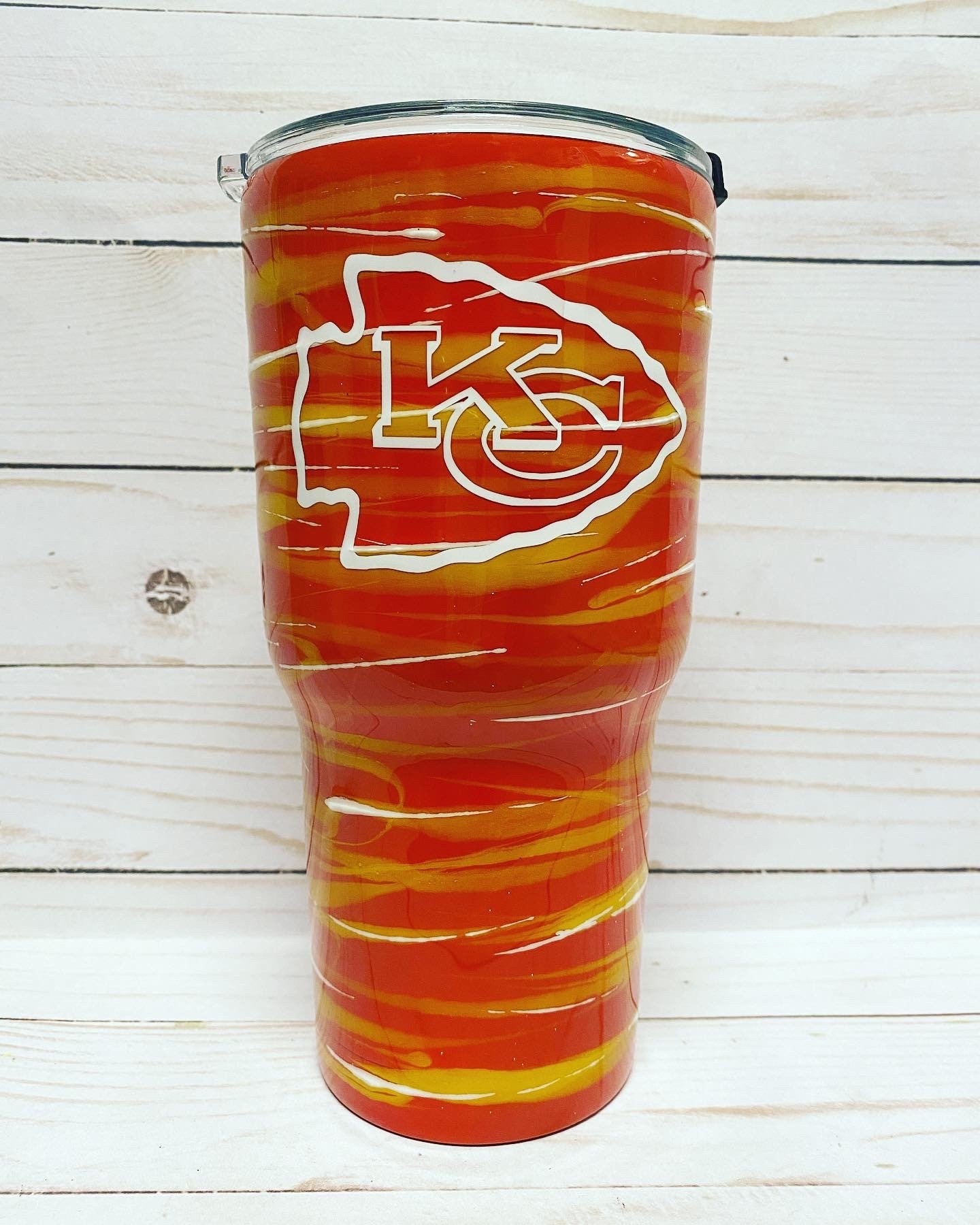 KC Chiefs inspired Football Tumbler 30oz Etsy España