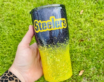 Pittsburgh Steelers Inspired Tumbler, Glitter Tumbler