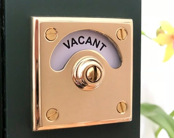 Brass Vacant Engaged Toilet Bathroom Indicator Door Lock Bolt Cinema Vintage Occupied Washroom Restroom Changing Lavatory (MORE AVAILABLE)