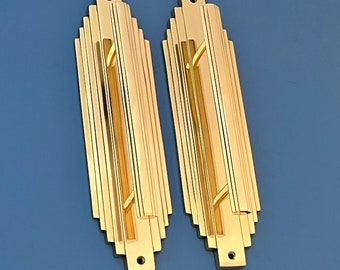 Pairs 12&quot; Large Brass Art Deco Door Pull Handles Grab Vintage hotel theatre cinema decorative antique furniture (MORE AVAILABLE)