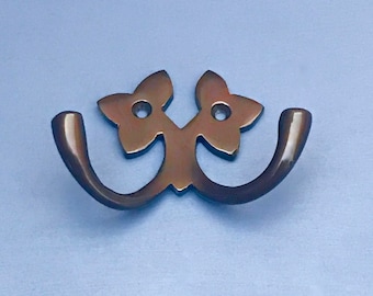 Ganchos para abrigos dobles con acabado de latón antiguo, perchas con gancho, artesanías vintage, estilo de época de hojas, bronce