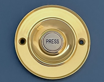 Large 3" Victorian Polished Brass Door Bell Push Button Front Furniture Fittings Vintage Circular