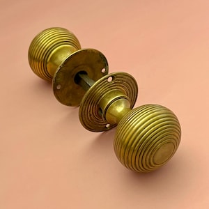 Pairs Reclaimed Brass Victorian Beehive Decorative Door Handles Knobs Pull Furniture Mortice lock Vintage Antique Interior