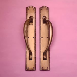 Pair Large 16.5" Brass Edwardian Door Pull Handles Grab Reclaimed Hotel Cinema Main Theatre Antique (MORE AVAILABLE)