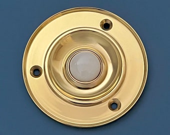 Grande pulsante per porta in ottone lucido vittoriano da 3 pollici, accessori per mobili anteriori, rotondi vintage