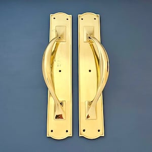 Pair Large 17" Reclaimed Edwardian Brass Antique Door Pull Handles Grab Hotel Cinema Theatre Entrance decorative furniture (MORE AVAILABLE)