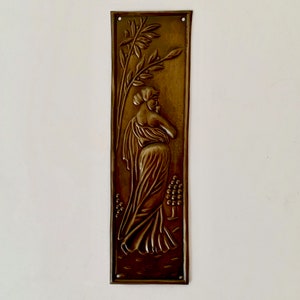 Antique brass finish finger door push plates art nouveau plate vintage