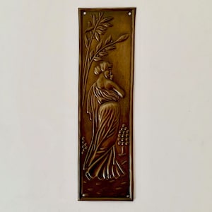 Antique brass finish finger door push plates art nouveau plate vintage (MORE AVAILABLE)