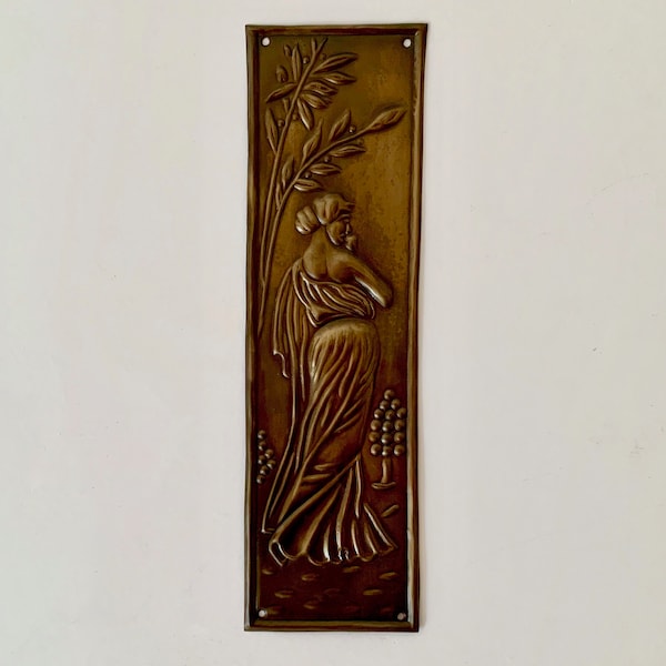 Antique brass finish finger door push plates art nouveau plate vintage
