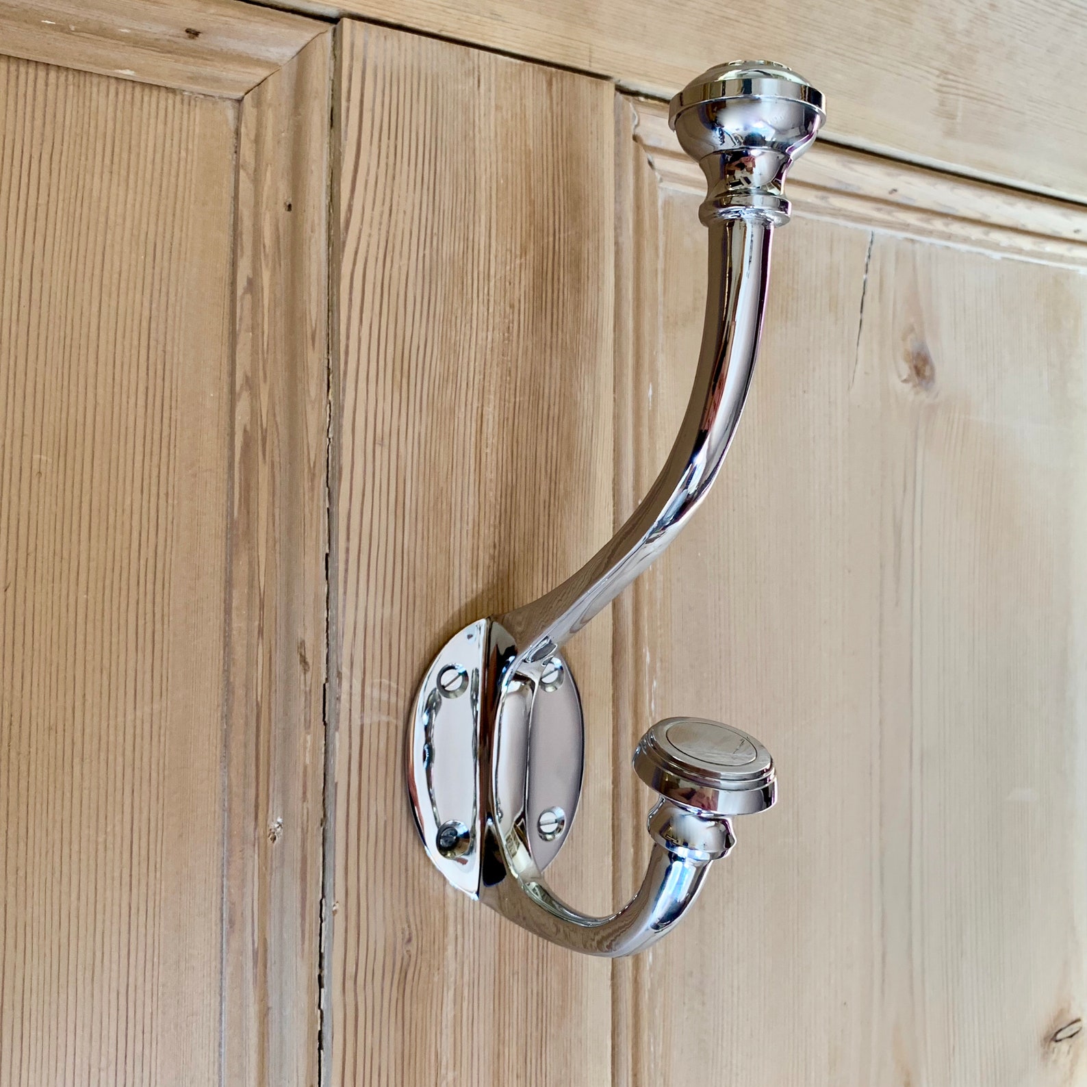 Large Chrome Vintage Coat Hooks Hook Hangers Etsy