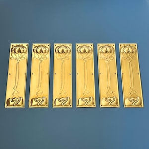 Vintage Decorative Brass Door Plates Finger Push Plate Art Nouveau Antique