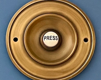 Large 5" Victorian Antique Brass Door Bell Push Button Front Furniture Fittings Vintage Round