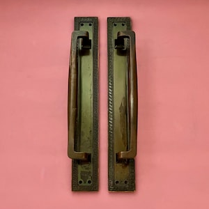 Large 17" Brass Edwardian Door Pull Handles Grab Reclaimed Main Antique Entrance antique decorative