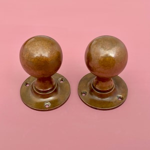 Pairs Reclaimed Brass Edwardian Decorative Door Handles Knobs Pull Furniture Mortice lock Vintage Antique Interior