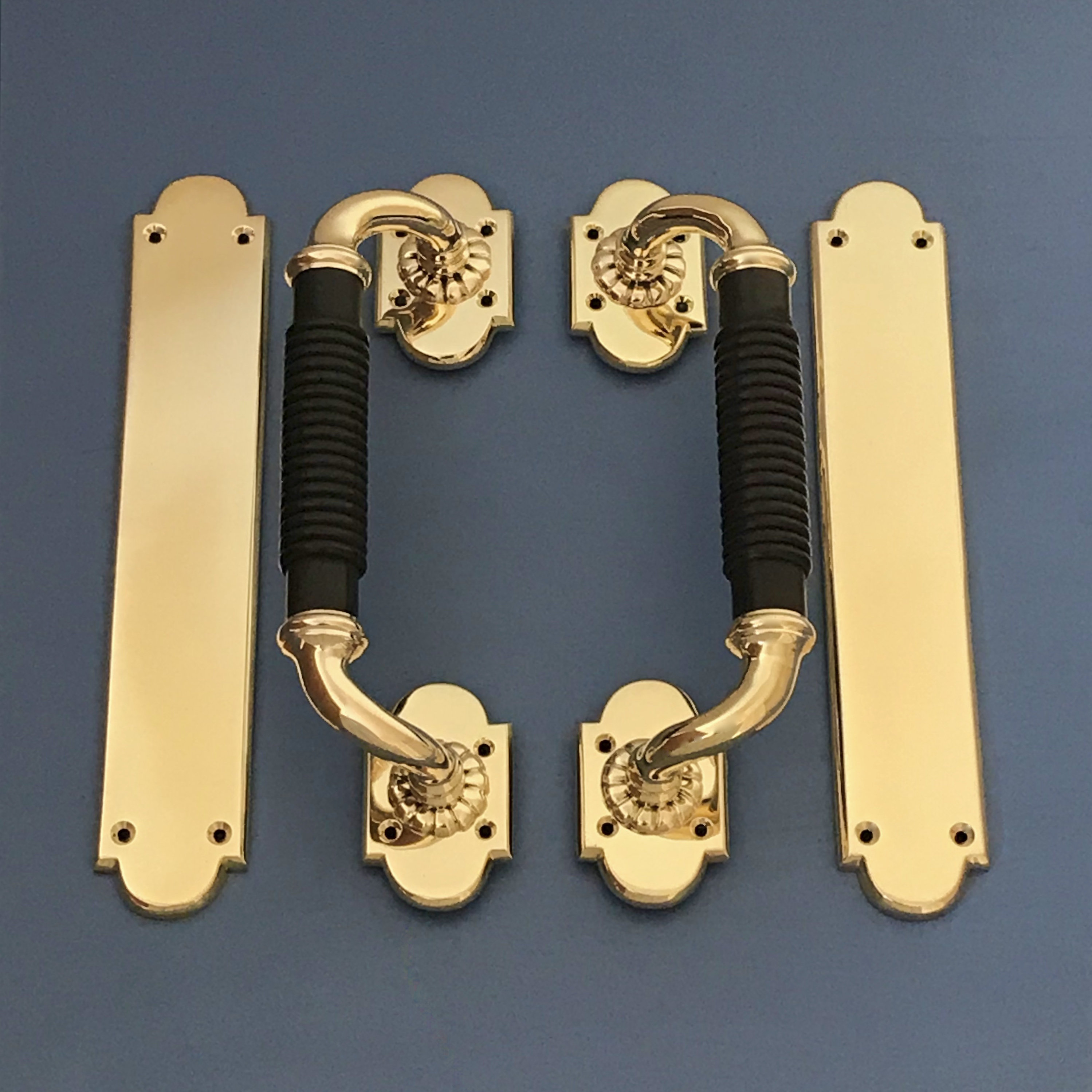 Sets Large 10 Brass Wood Door Pull Handles Matching Etsy