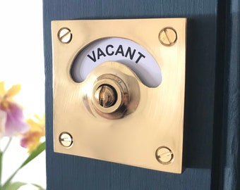 Brass Vacant Engaged Toilet Bathroom Indicator Door Lock Bolt Cinema Vintage Occupied Washroom Restroom Changing Lavatory (MORE AVAILABLE)