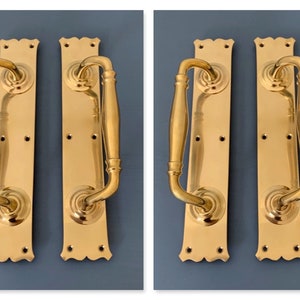 2 Pairs Large Brass Art Nouveau Door Pull Handles Grab 12" hotel theatre cinema