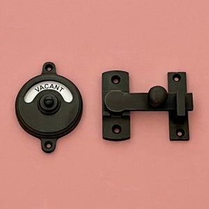 Black Vacant Engaged Toilet Bathroom Indicator Door Lock Bolt Cinema Vintage Occupied Washroom Restroom Changing Lavatory (MORE AVAILABLE)
