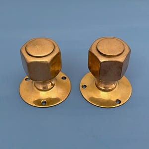 Pairs Brass Art Deco Antique Door Handles Knobs Pull Furniture Mortice Rim lock Vintage Reclaimed
