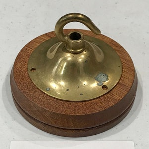 Messing Deckenhaken Lampe Kronleuchter Lichtwand Patras Holzhalterung hängende Kette antik alt