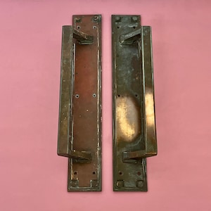 Large 18" Brass Edwardian Door Pull Handles Grab Reclaimed Entrance Hotel Art Deco (MORE AVAILABLE)