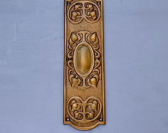 Placas de empuje para puertas de fundición pesada con acabado en latón antiguo, estilo art nouveau, estilo vintage (MÁS DISPONIBLES)