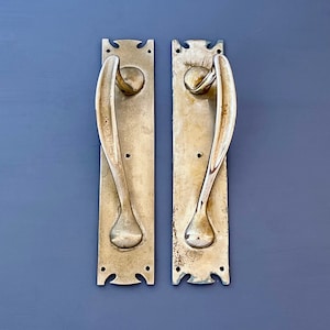 Large 12" Reclaimed Chrome Vintage Edwardian Art Nouveau Antique Door Pull Handles Grab hotel entrance