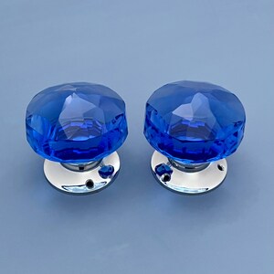 Poignées de porte Art déco en cristal taillé bleu, boutons de porte, serrures à mortaise, style vintage ou antique