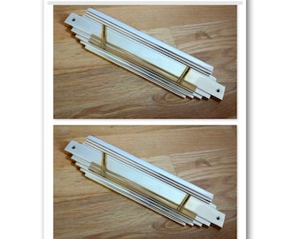 ART DECO PULL HANDLES 10+ PAIRS DOOR LARGE CHROME KNOBS PLATES FINGER GRAB ART DECO PULL HANDLES 10+ PAIRS DOOR LARGE CHROME KNOBS PLATES FINGER GRAB